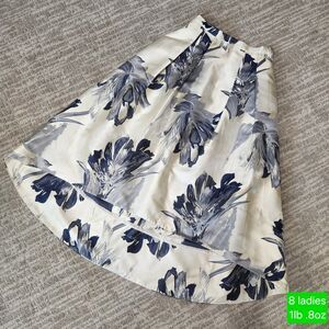 Eliza J high low special occasion ballgown skirt floral blue silver size 8